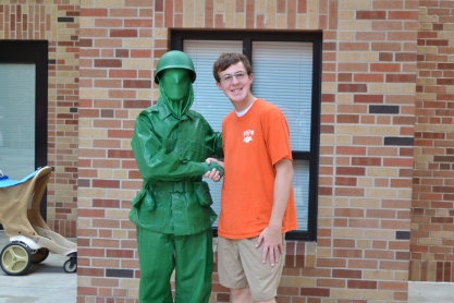Stephen with a "plastic" Army man